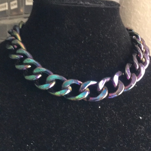 Black with (Iridescent) Colors Choker Necklace - Picture 1 of 4